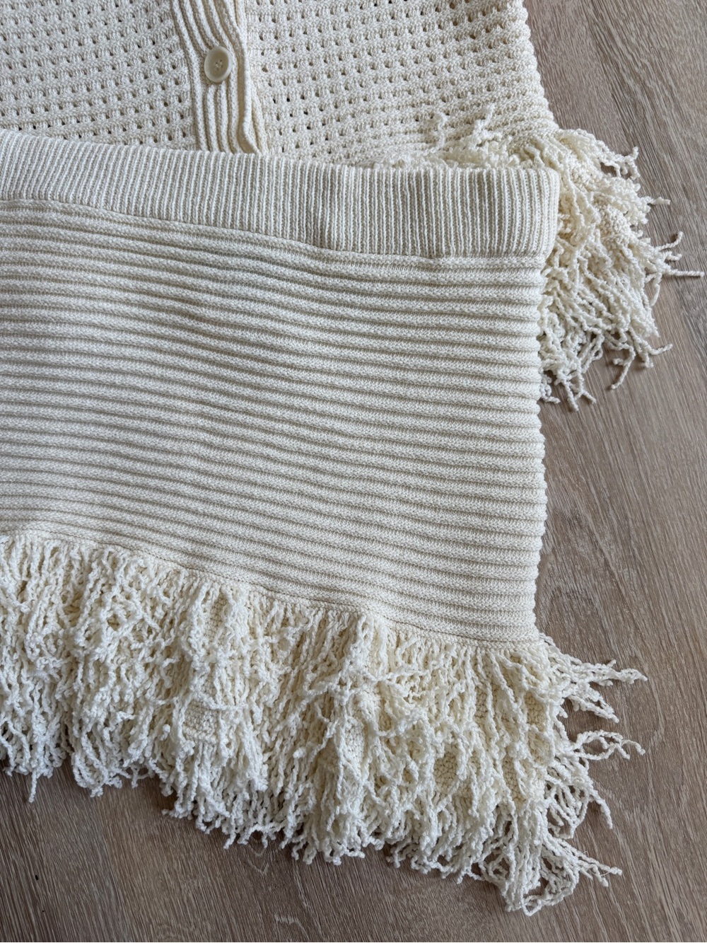 ZARA NEW knit fringe mini skirt and button top cream ivory - Picture 8 of 11